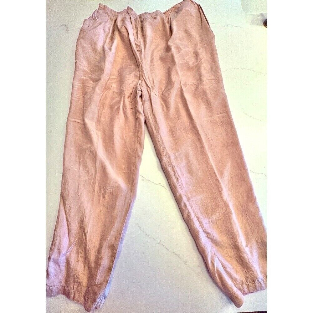 MAURADA Vntg 90's Y2K 100% Silk Pink Tracksuit, Quilted Jacket & Pants Set SZ XL - Picture 7 of 16